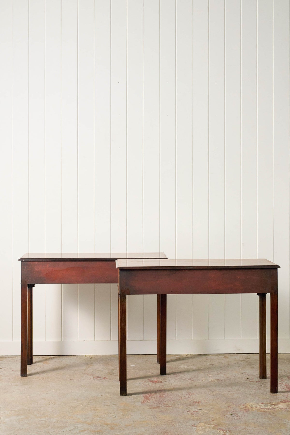 PAIR of English Mahogany 3-Drawer Side Tables (c. 1930)