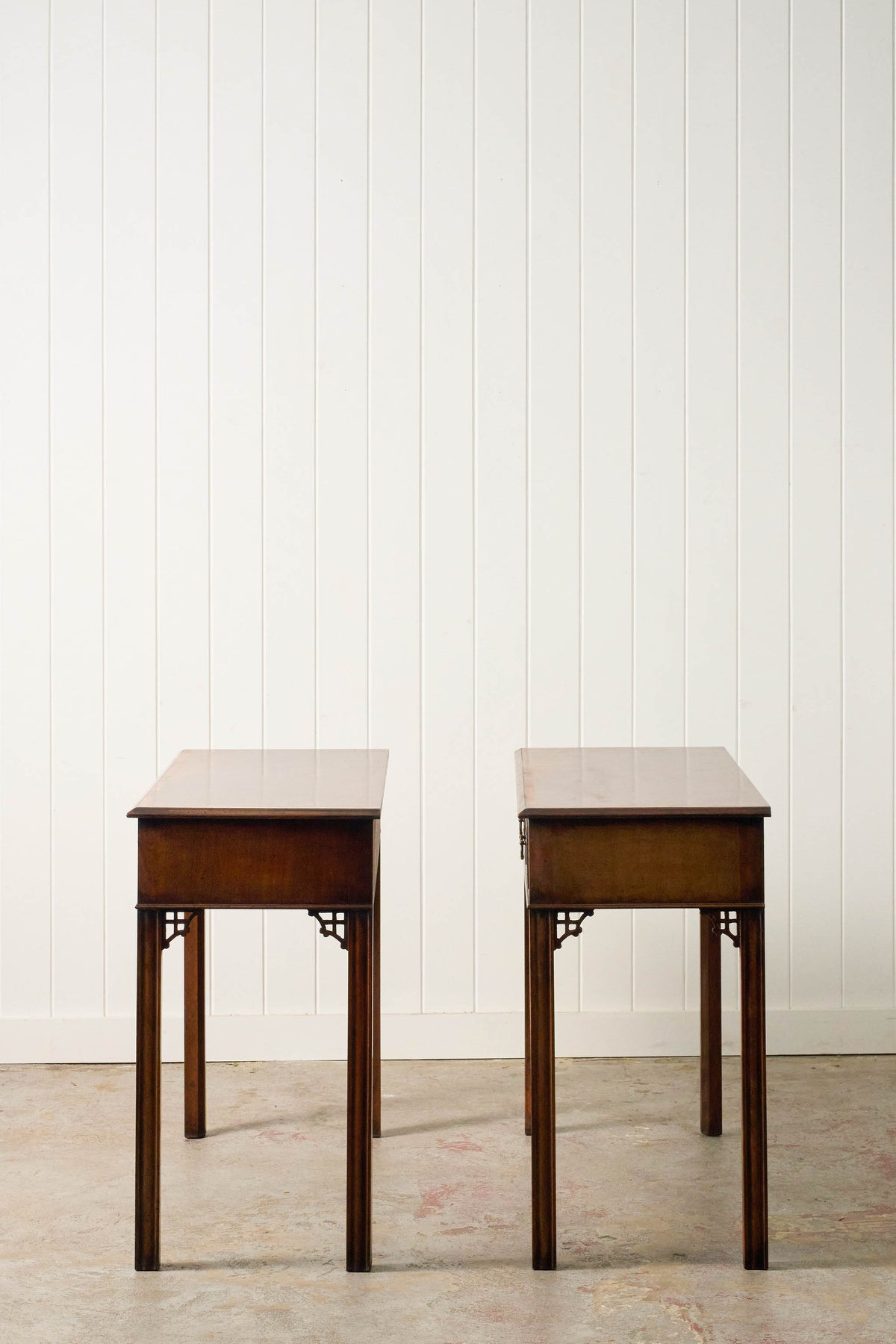 PAIR of English Mahogany 3-Drawer Side Tables (c. 1930)