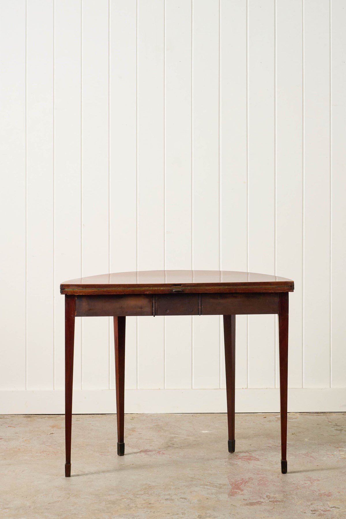 Antique George Ill Mahogany Demi Lune Card Table with Inlay
