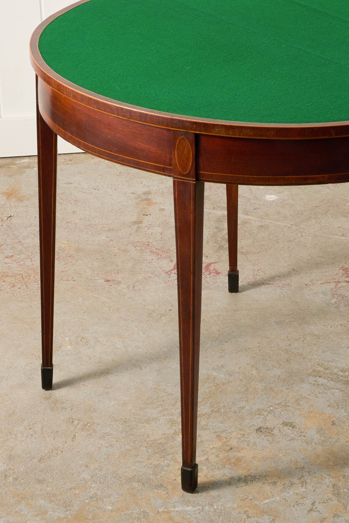 Antique George Ill Mahogany Demi Lune Card Table with Inlay