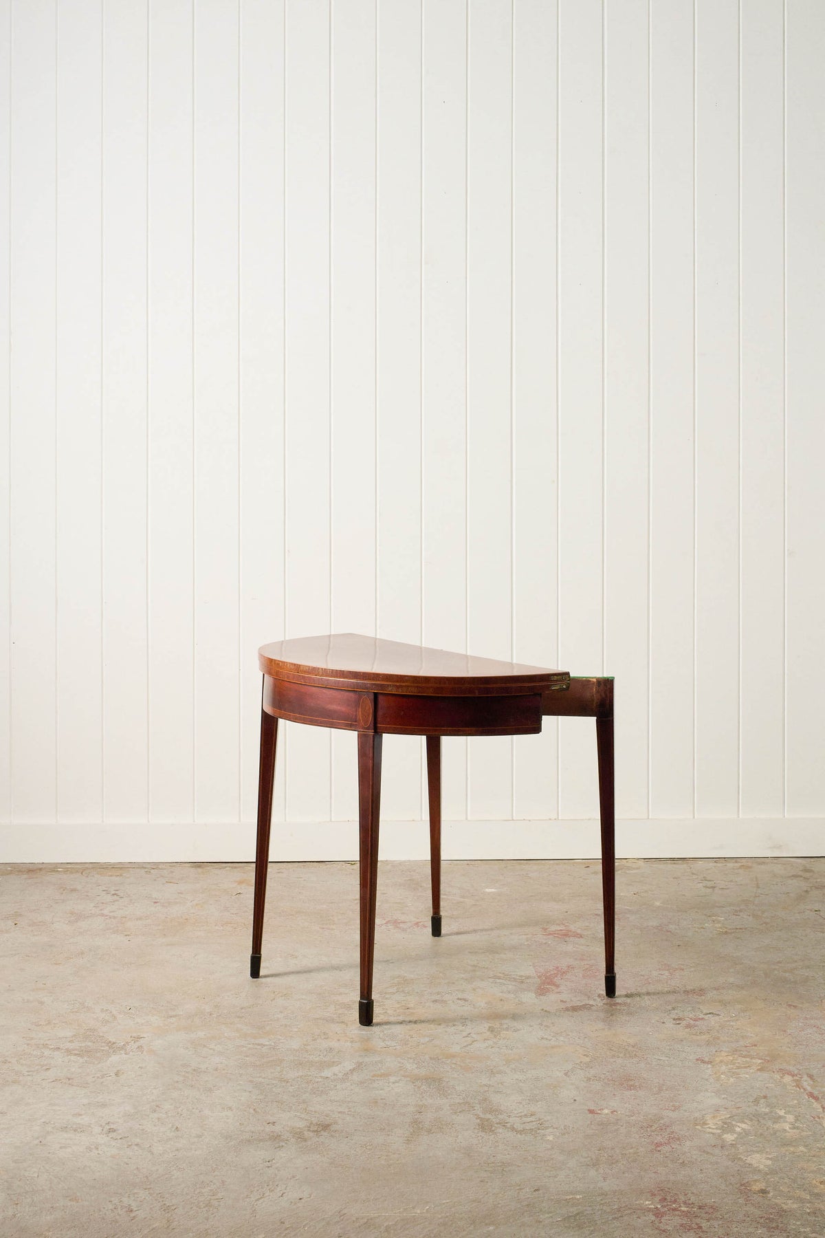 Antique George Ill Mahogany Demi Lune Card Table with Inlay