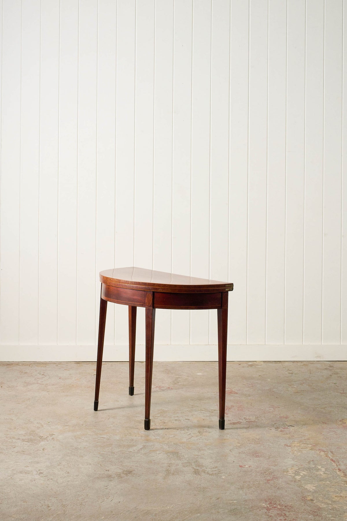 Antique George Ill Mahogany Demi Lune Card Table with Inlay