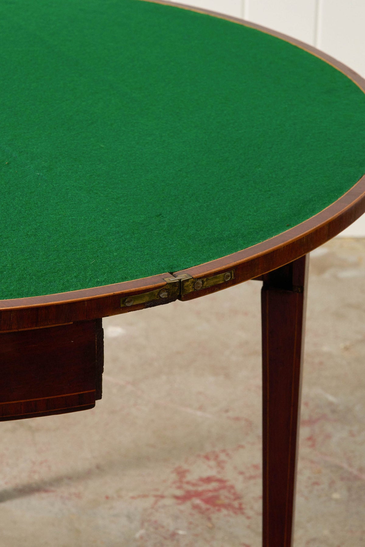 Antique George Ill Mahogany Demi Lune Card Table with Inlay