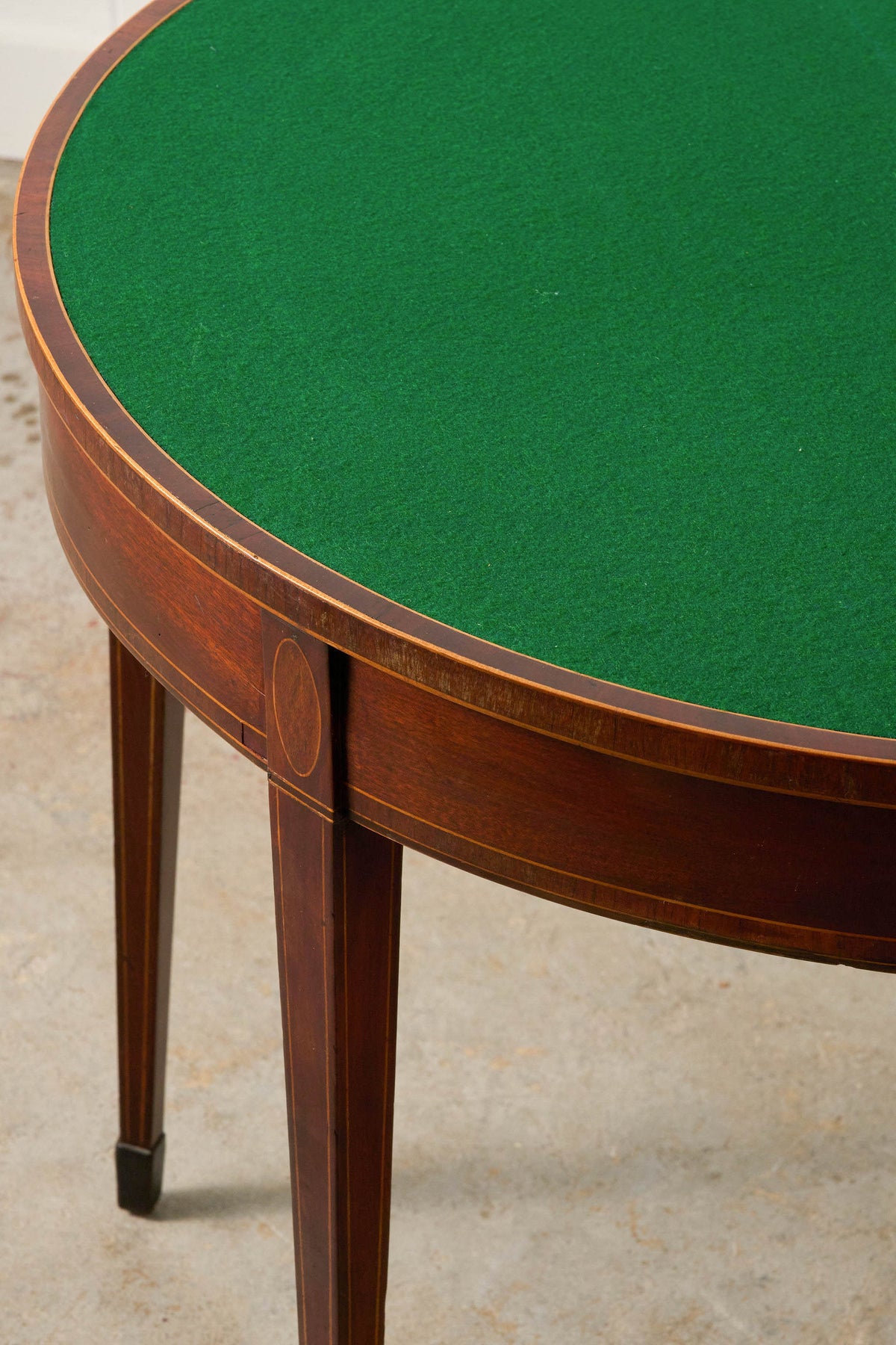 Antique George Ill Mahogany Demi Lune Card Table with Inlay