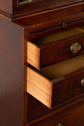 Load image into Gallery viewer, George III Mahogany Glass front Bookcase With Brushing Slide And Greek Key Pediment
