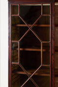 Load image into Gallery viewer, George III Mahogany Glass front Bookcase With Brushing Slide And Greek Key Pediment

