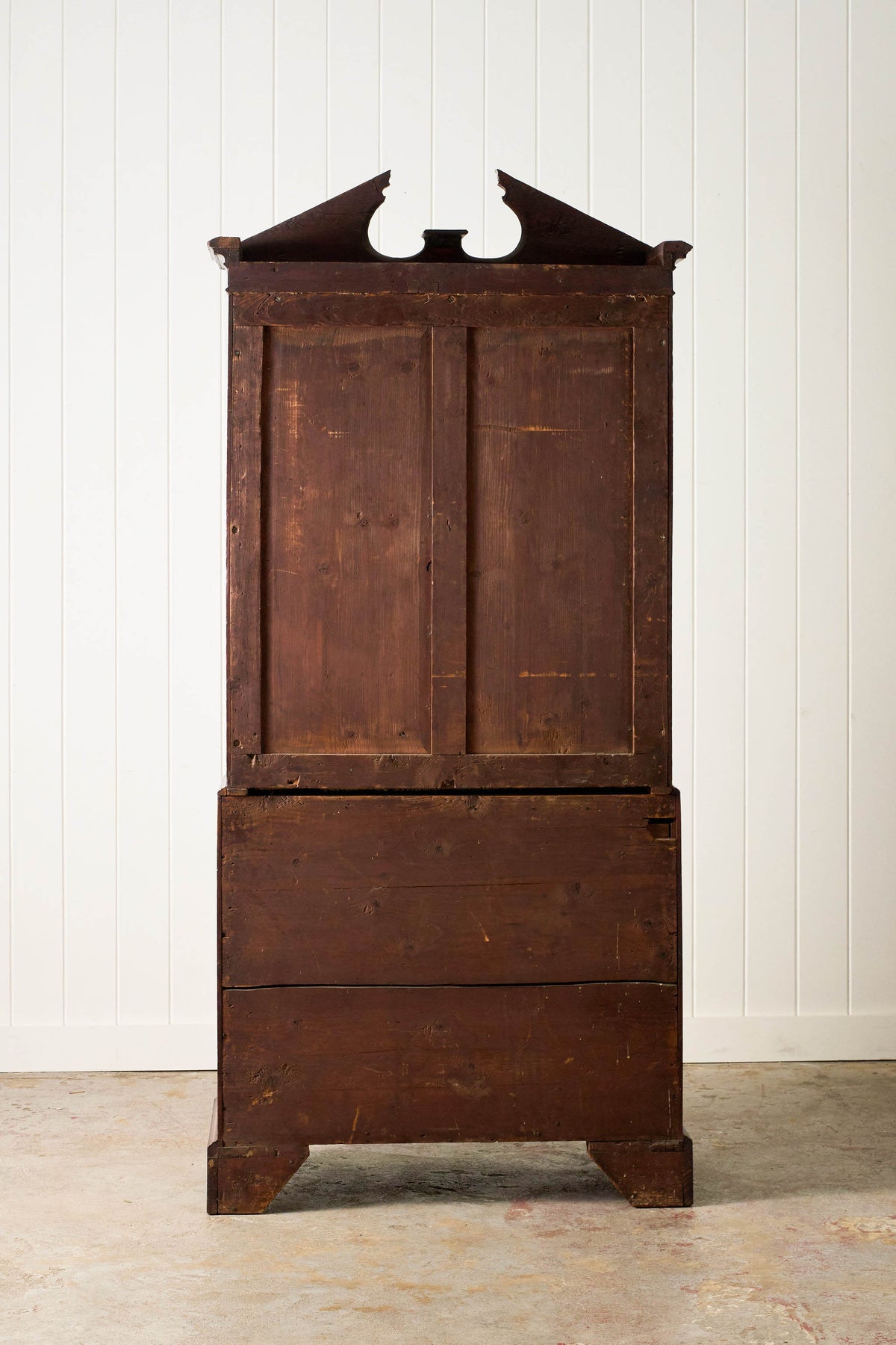George III Mahogany Glass front Bookcase With Brushing Slide And Greek Key Pediment