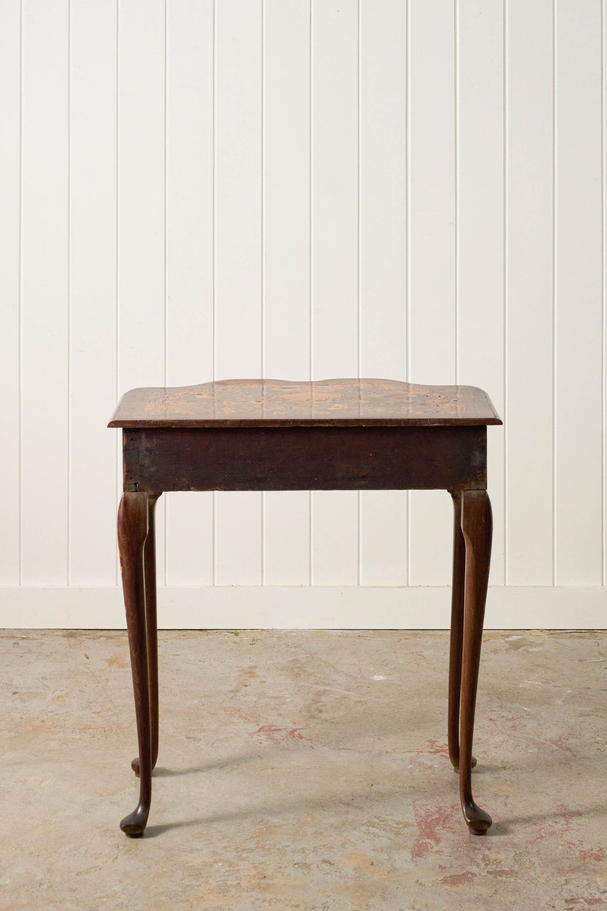 19th Century Dutch Marquetry Serpentine Console on Padded Feet
