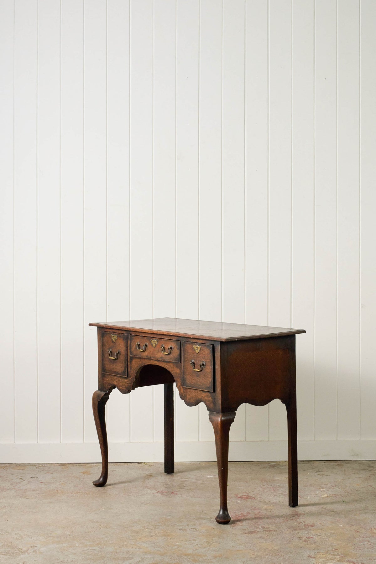 19th Century English Oak Lowboy on Padded Feet