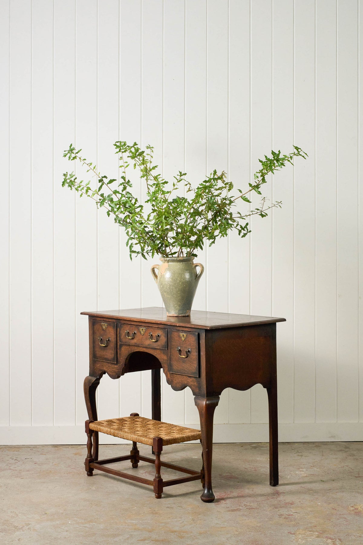 19th Century English Oak Lowboy on Padded Feet