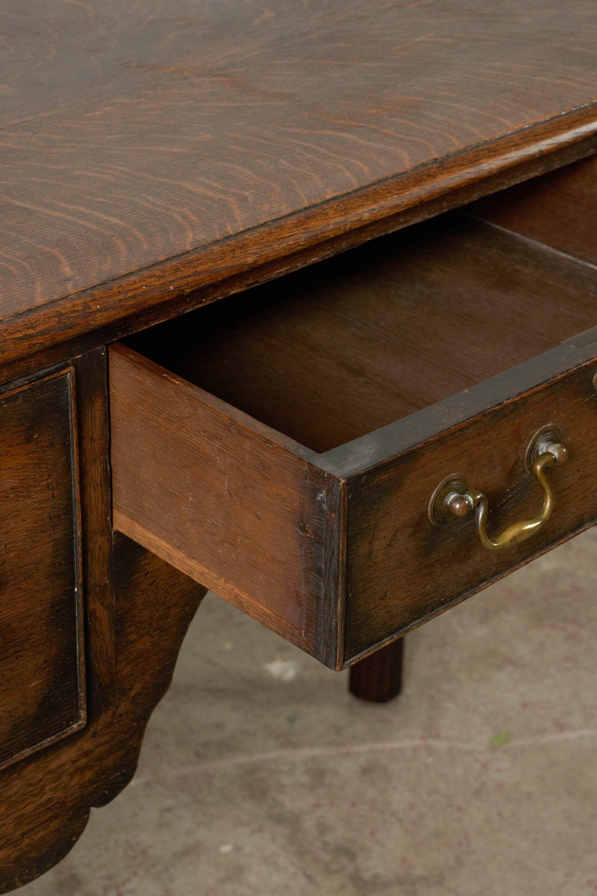 19th Century English Oak Lowboy on Padded Feet