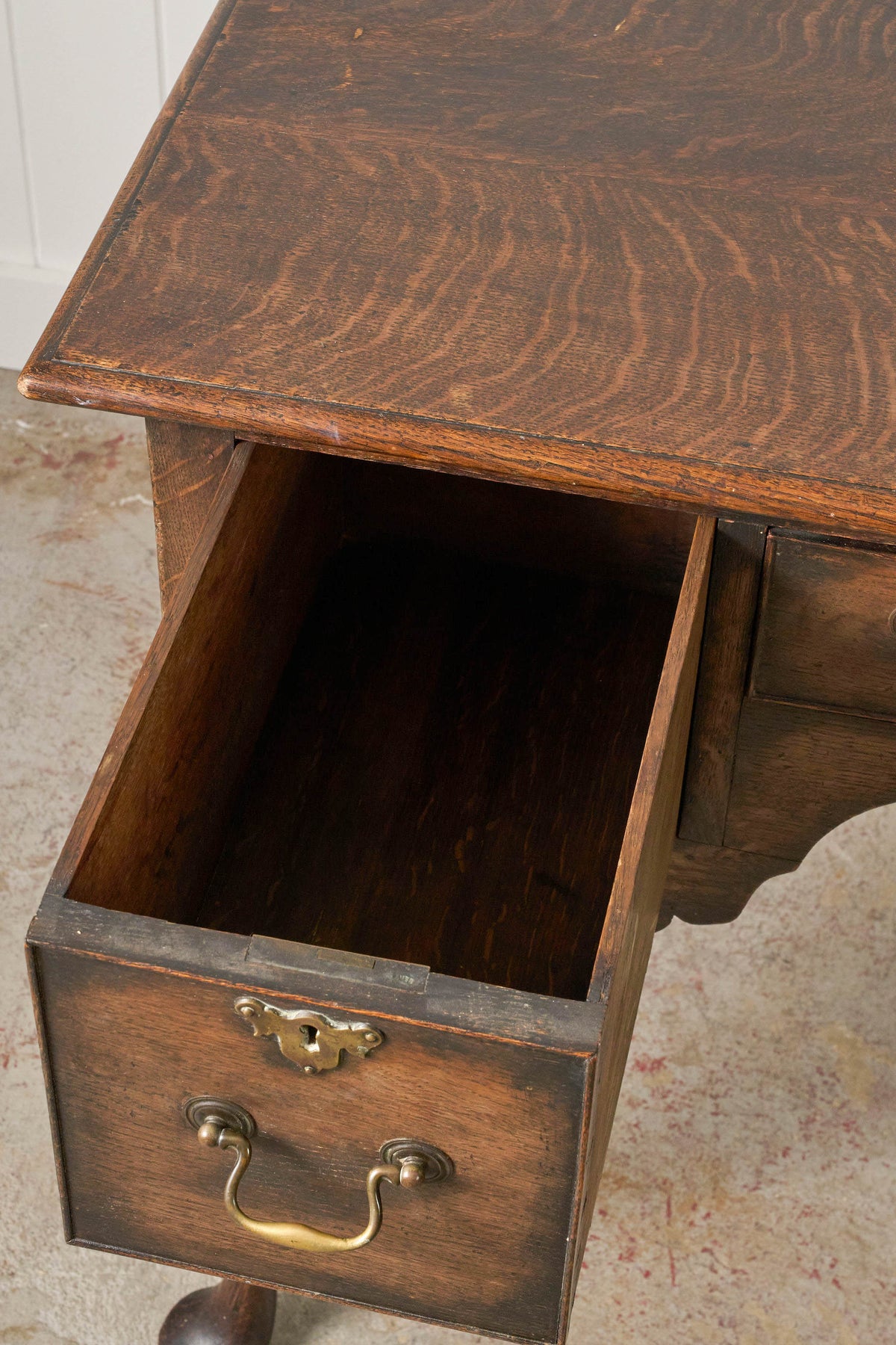 19th Century English Oak Lowboy on Padded Feet