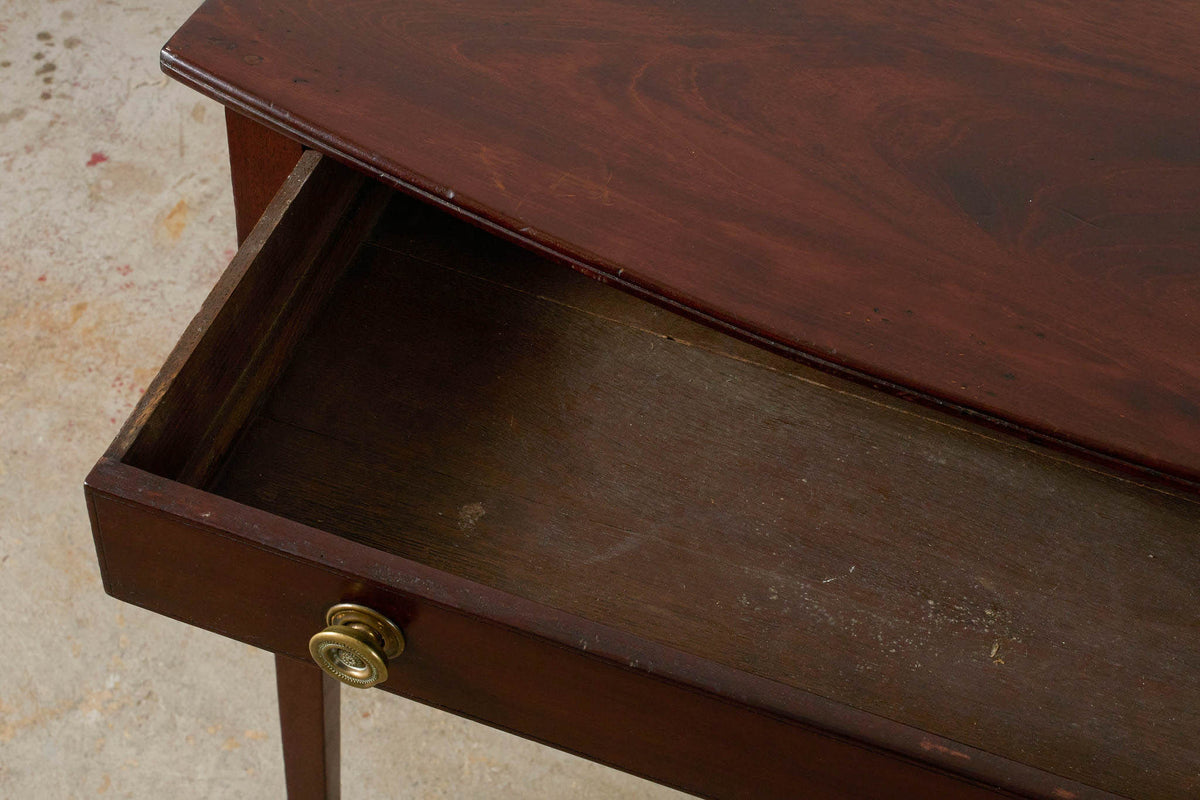 Antique English Regency Mahogany Single Drawer Bow Front Table