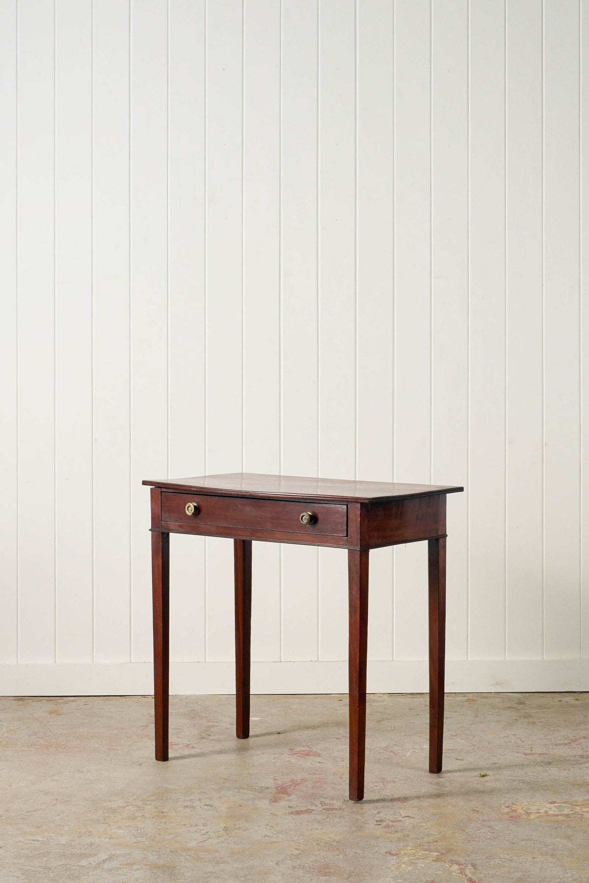 Antique English Regency Mahogany Single Drawer Bow Front Table