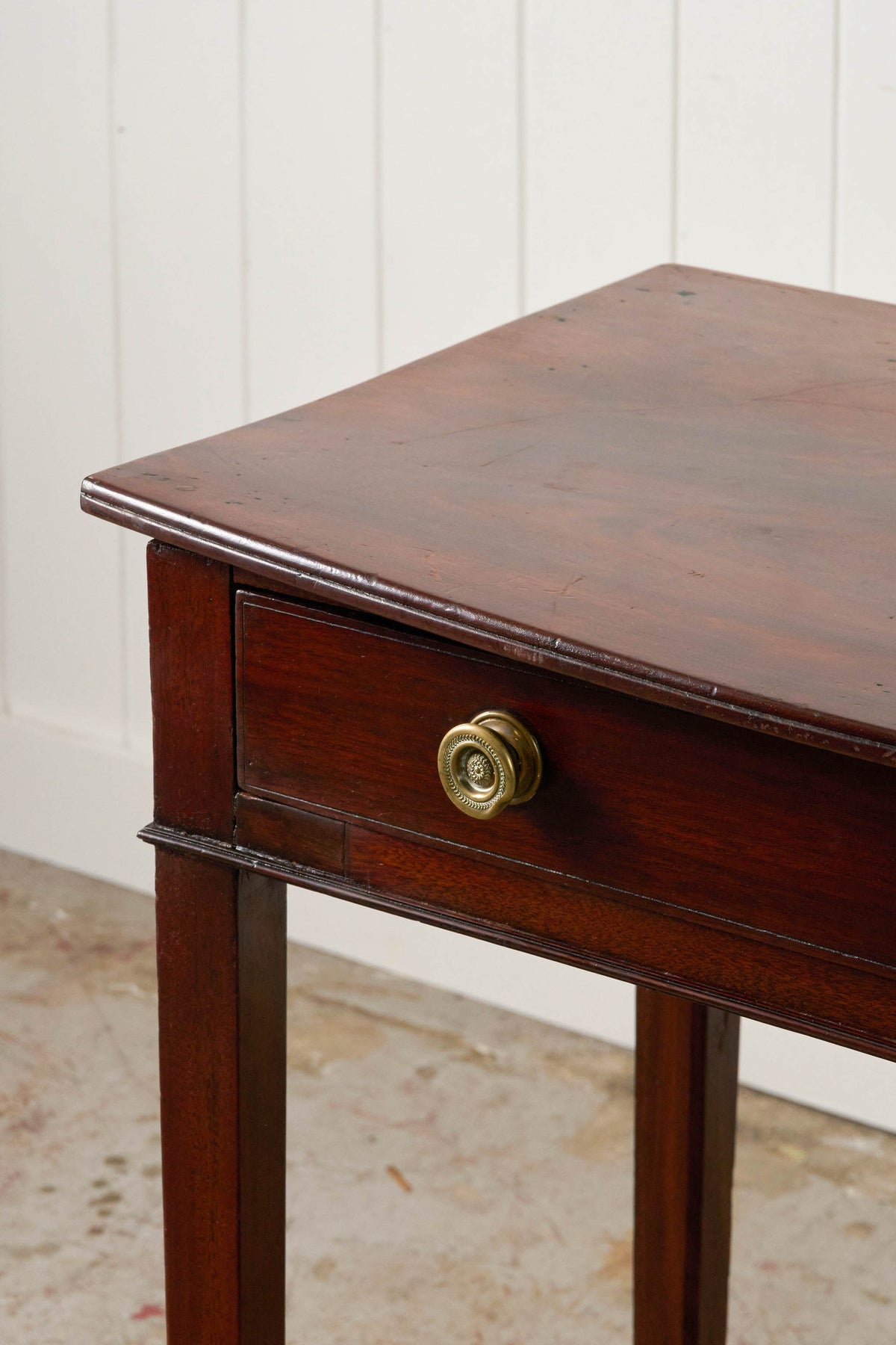 Antique English Regency Mahogany Single Drawer Bow Front Table
