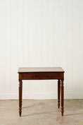 Load image into Gallery viewer, 19th Century English Mahogany Single Drawer Writing Table with Inlay Top + Fluted Legs
