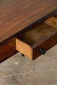 Load image into Gallery viewer, 19th Century English Mahogany Single Drawer Writing Table with Inlay Top + Fluted Legs
