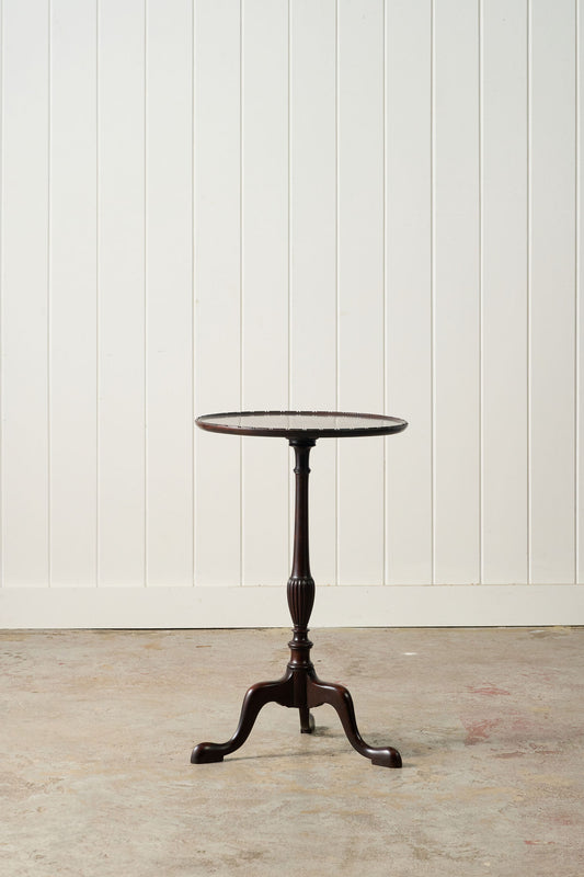 Antique Mahogany Tripod Tea Table With Beaded Lip Detail