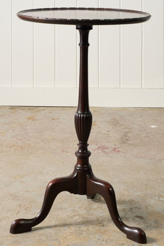 Antique Mahogany Tripod Tea Table With Beaded Lip Detail