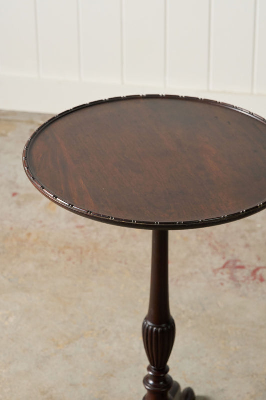 Antique Mahogany Tripod Tea Table With Beaded Lip Detail