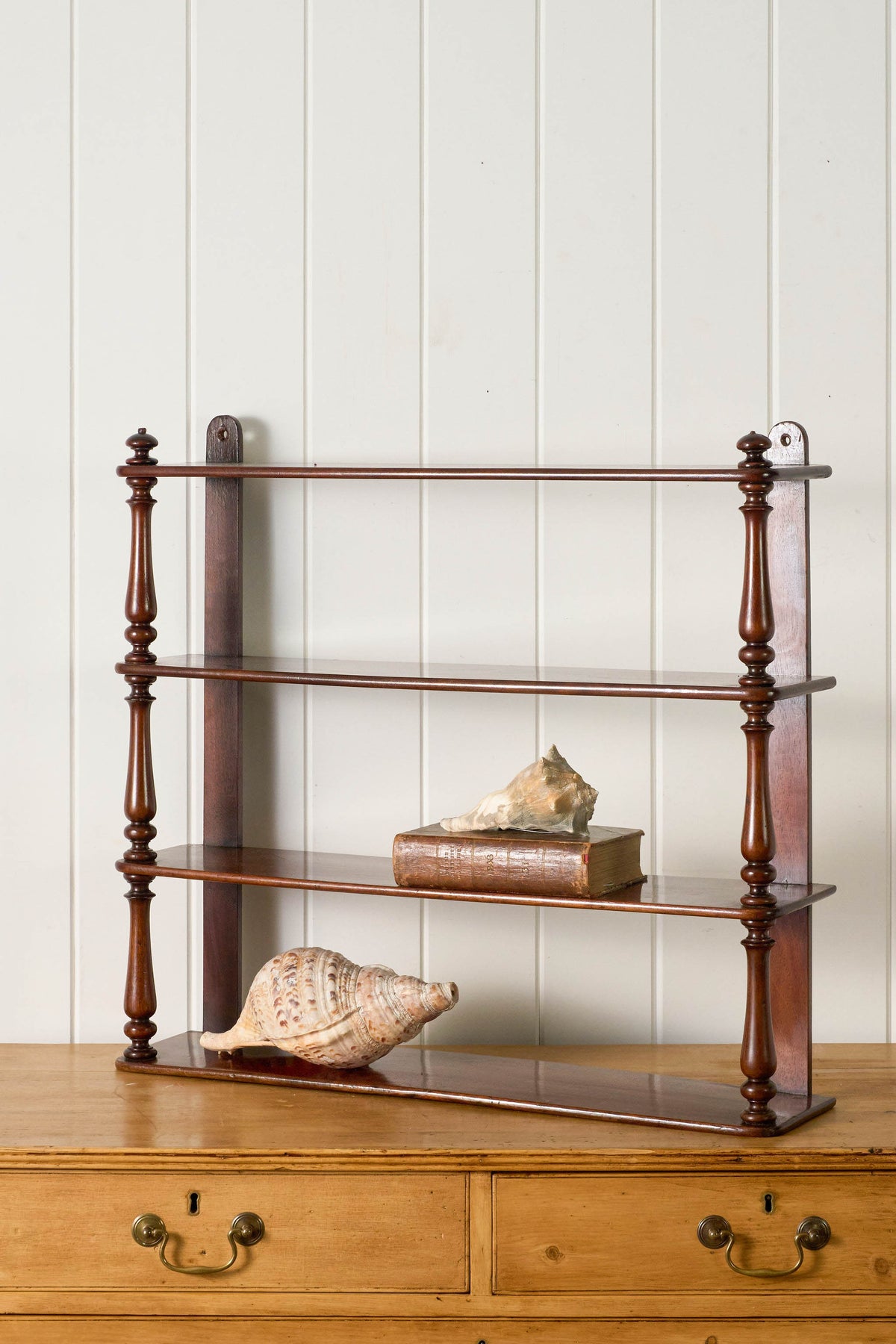 Victorian English 4-Tier Mahogany Hanging Shelf