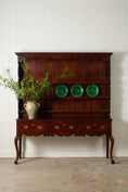 Load image into Gallery viewer, 19th Century Welsh Inlay Oak Dresser Base with Scalloped Apron + Plate Rack

