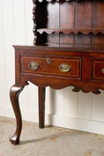Load image into Gallery viewer, 19th Century Welsh Inlay Oak Dresser Base with Scalloped Apron + Plate Rack
