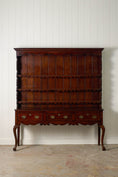 Load image into Gallery viewer, 19th Century Welsh Inlay Oak Dresser Base with Scalloped Apron + Plate Rack
