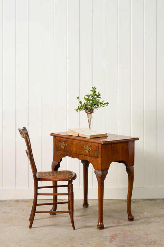 Single Drawer Georgian Mahogany & Walnut Low Boy With Cabriole Legs