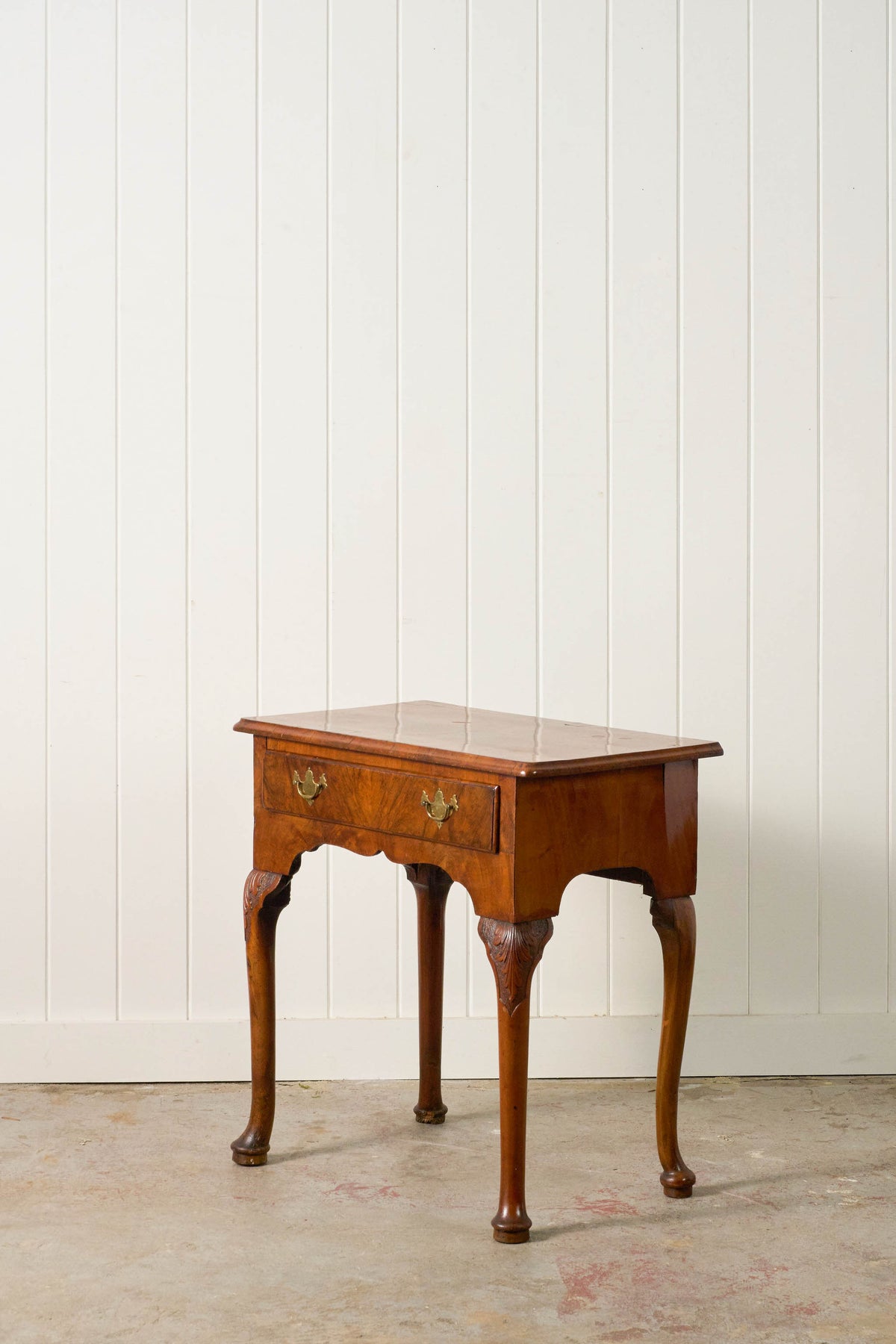 Single Drawer Georgian Mahogany & Walnut Low Boy With Cabriole Legs