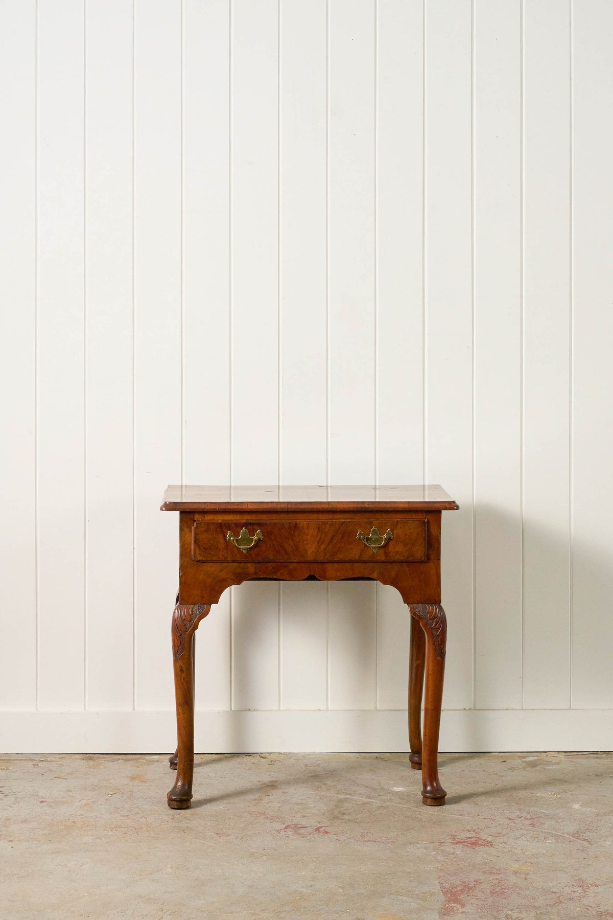 Single Drawer Georgian Mahogany & Walnut Low Boy With Cabriole Legs
