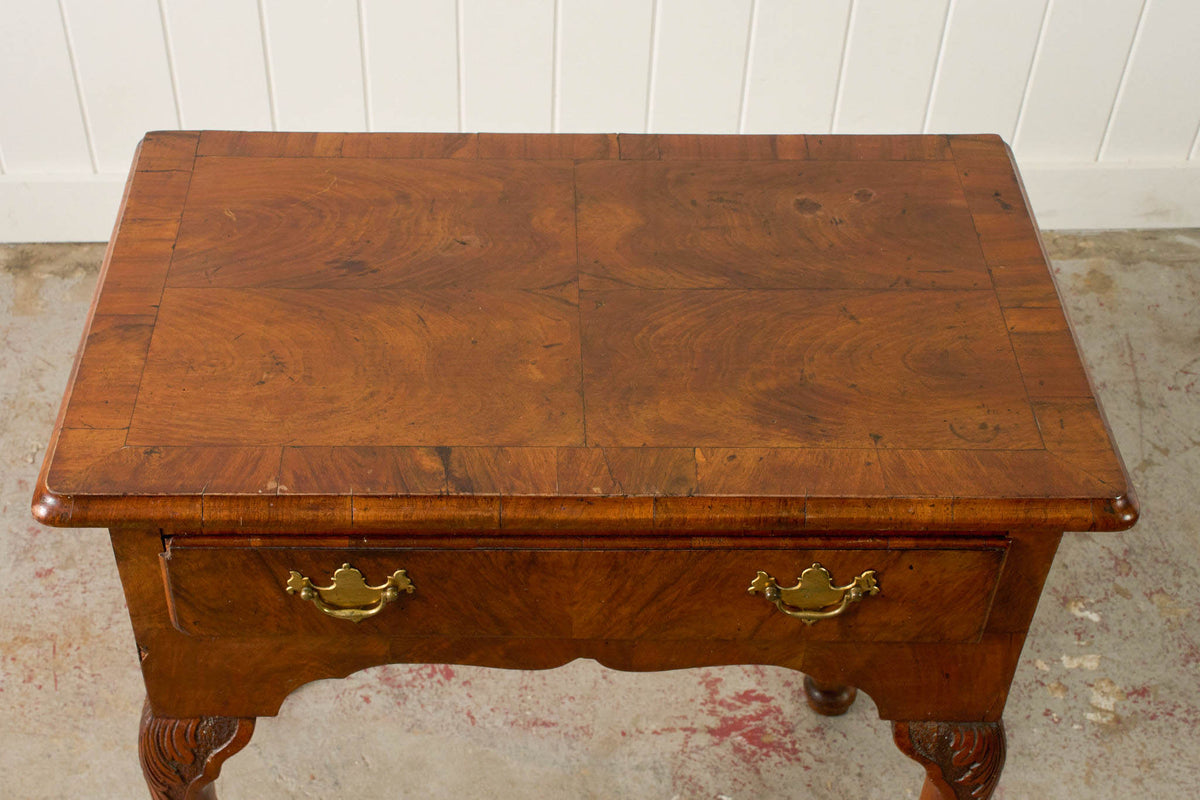 Single Drawer Georgian Mahogany & Walnut Low Boy With Cabriole Legs