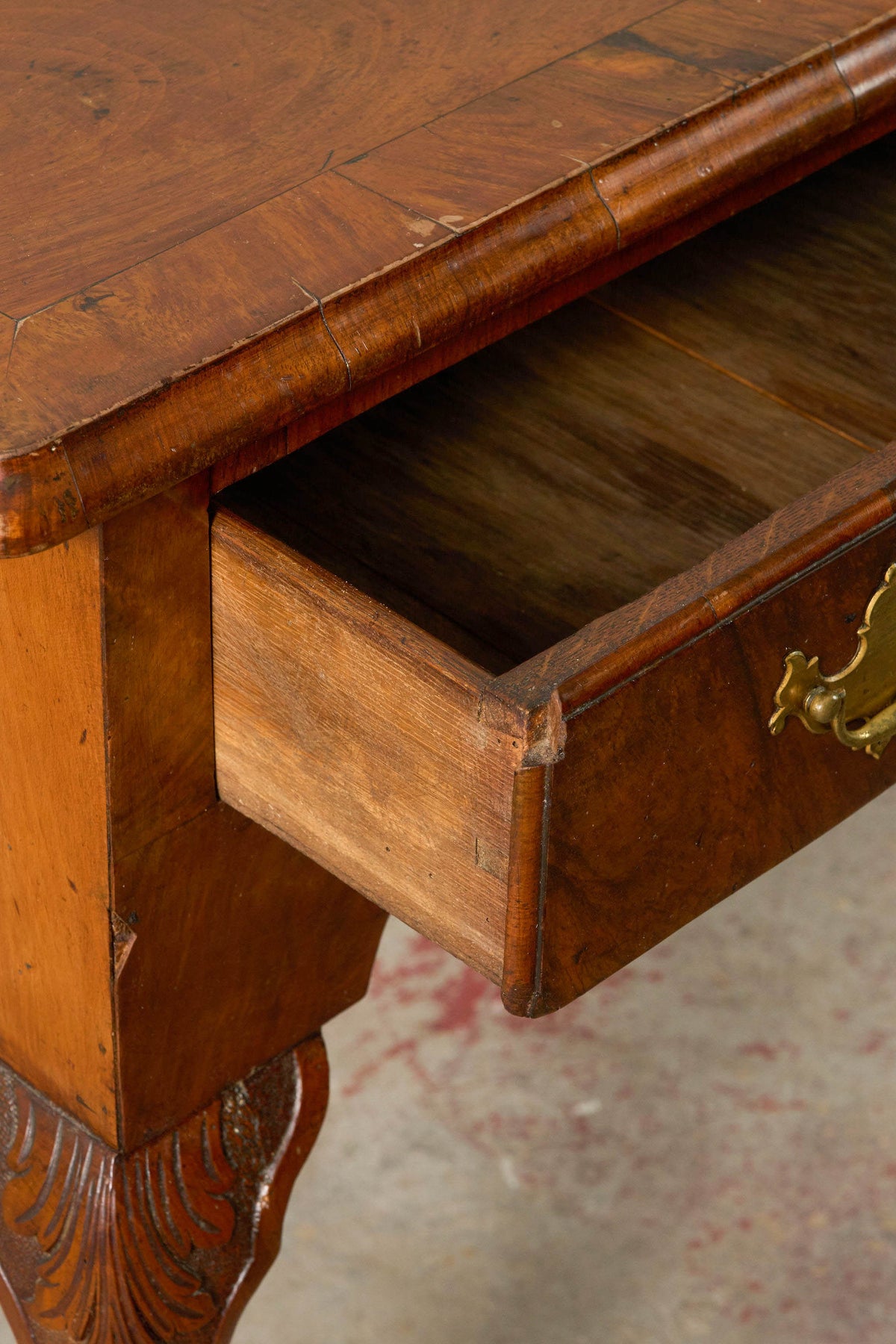 Single Drawer Georgian Mahogany & Walnut Low Boy With Cabriole Legs
