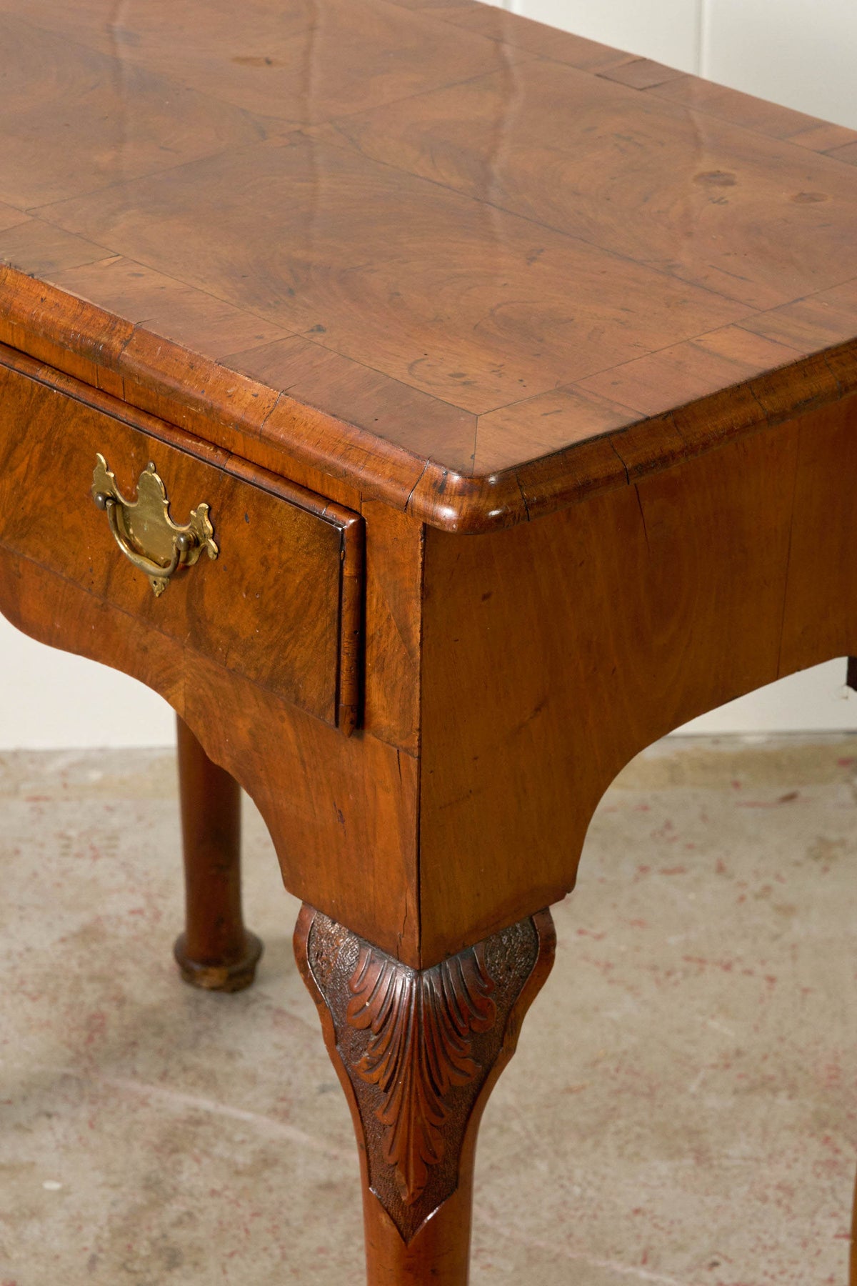Single Drawer Georgian Mahogany & Walnut Low Boy With Cabriole Legs