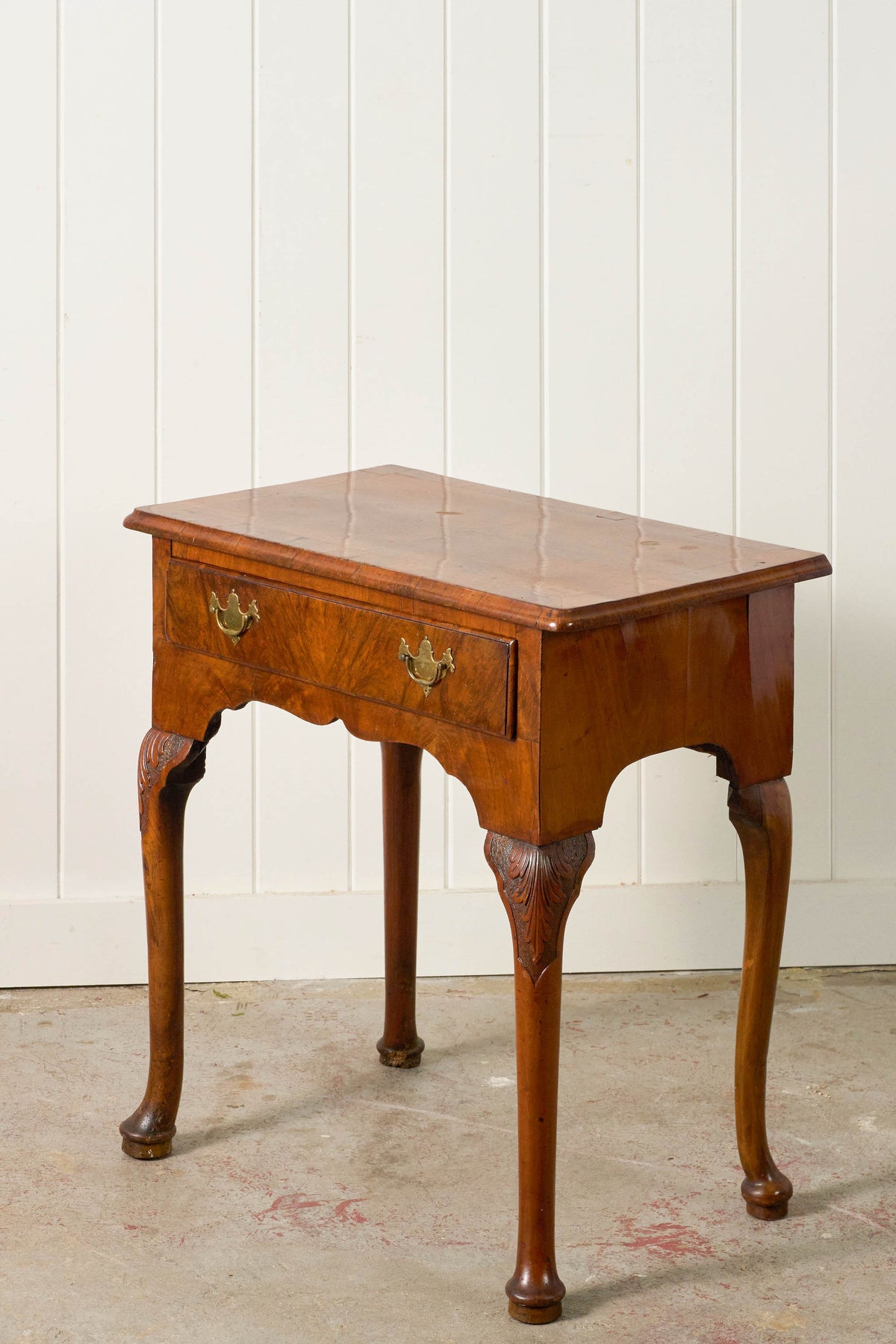 Single Drawer Georgian Mahogany & Walnut Low Boy With Cabriole Legs
