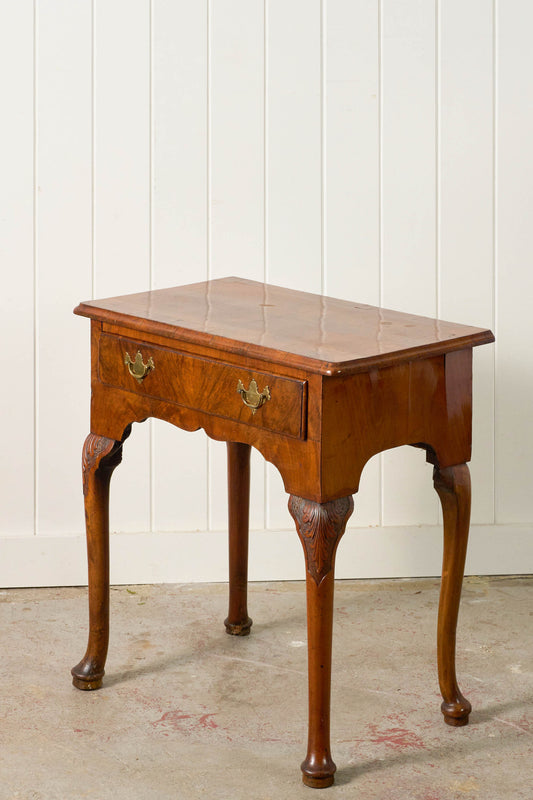 Single Drawer Georgian Mahogany & Walnut Low Boy With Cabriole Legs