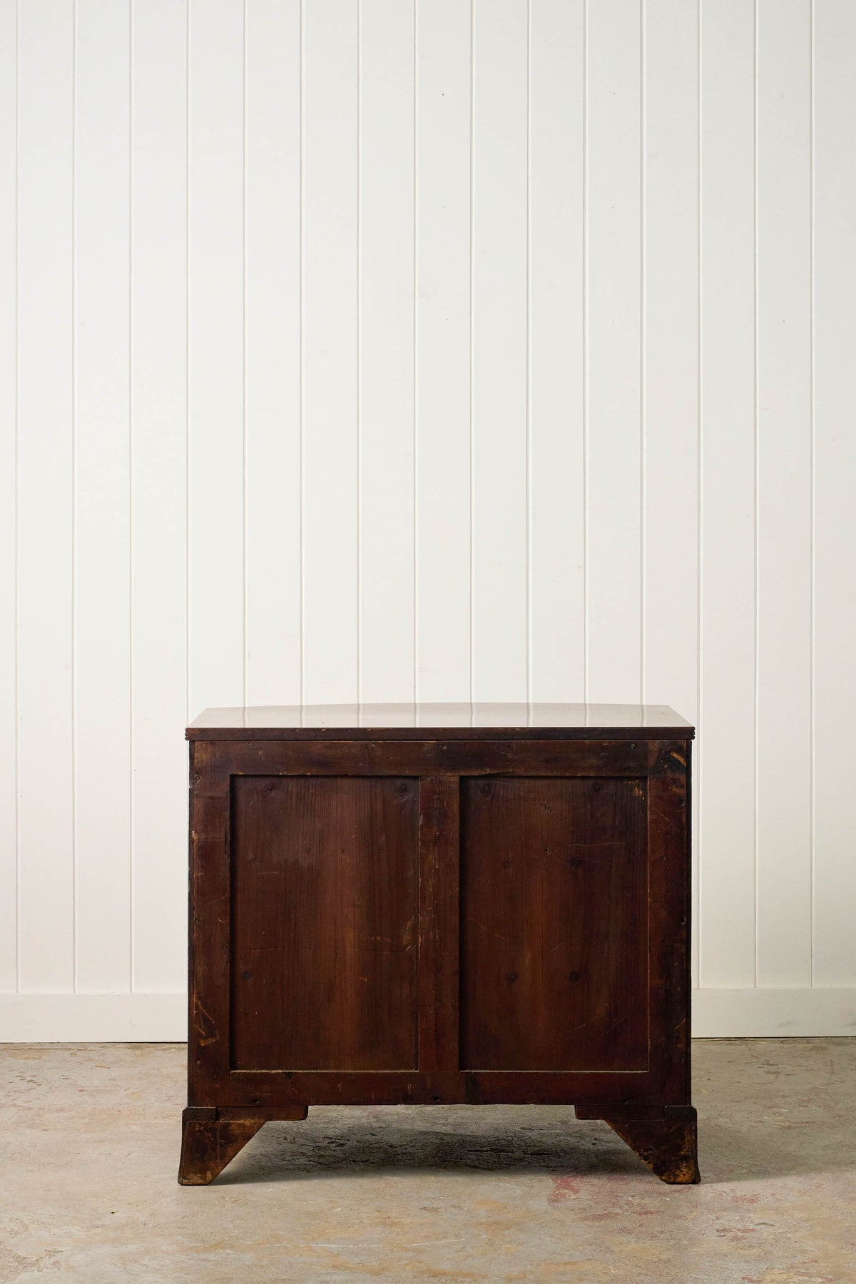19th Century English Mahogany Bowfront 3-Drawer Chest with Brushing Slide