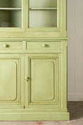 Load image into Gallery viewer, Antique English Mahogany Glass Front Cupboard with Original Glass; Later Painted Green
