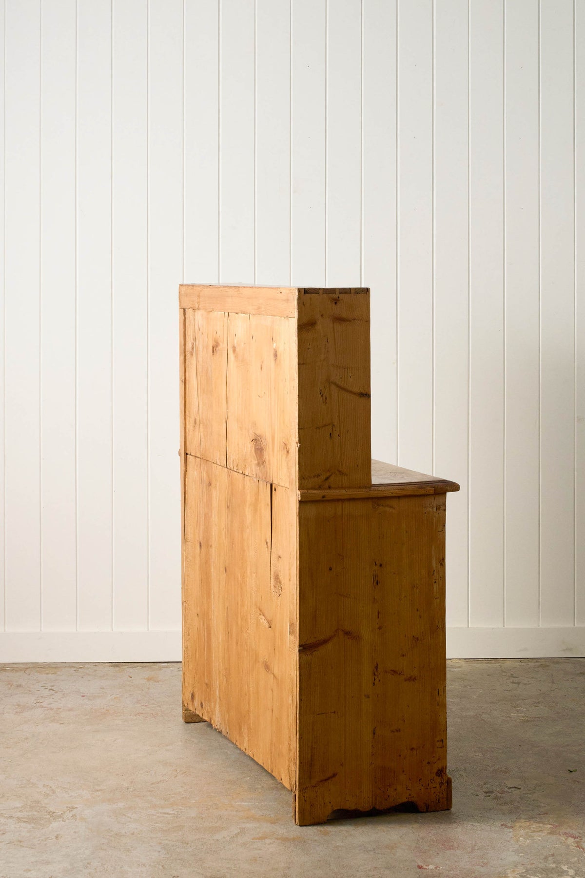 19th Century English Pine Cupboard with Drawer Topper