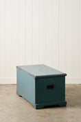 Load image into Gallery viewer, Antique English Painted Blue Trunk
