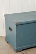 Load image into Gallery viewer, Antique English Painted Blue Trunk
