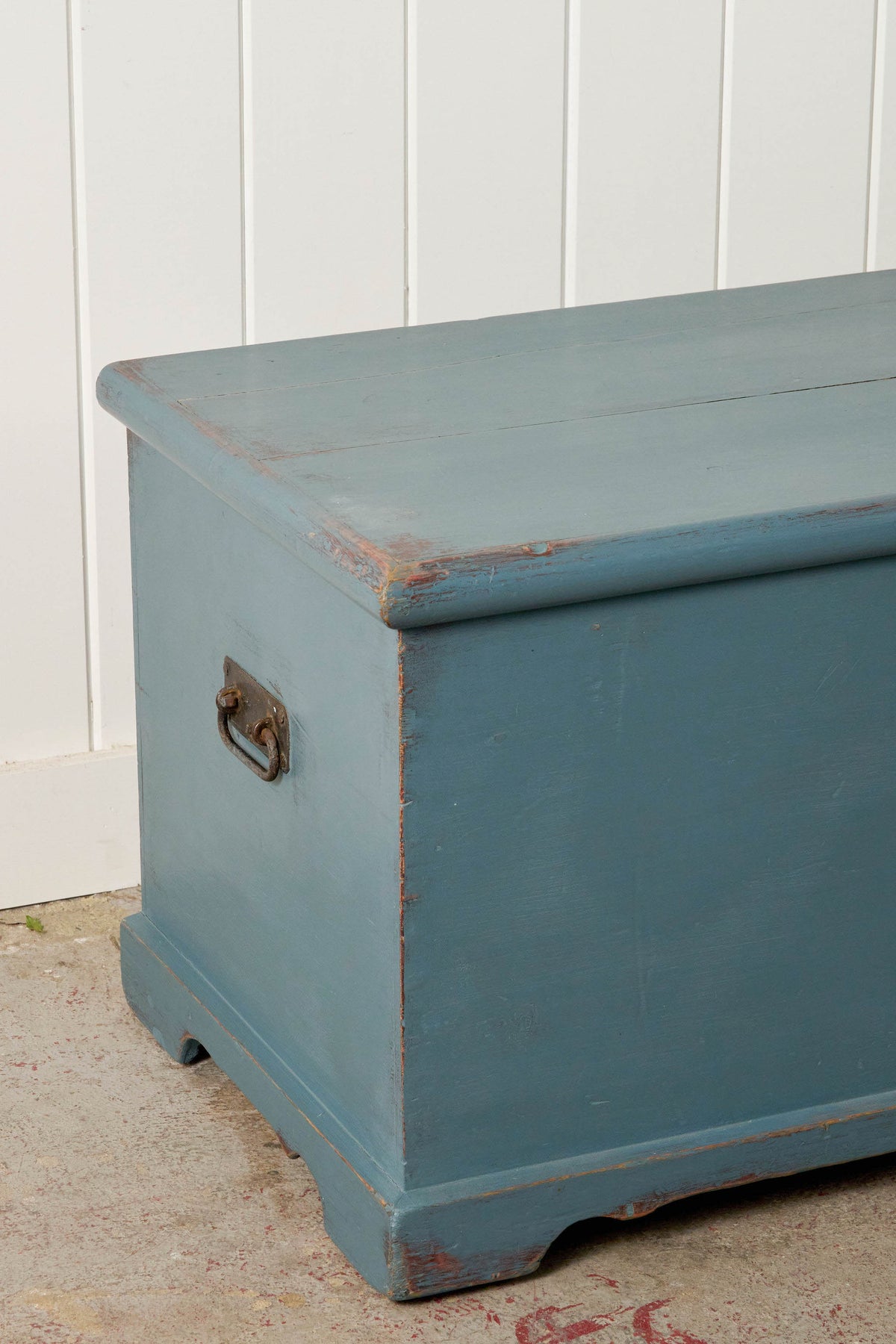 Antique English Painted Blue Trunk