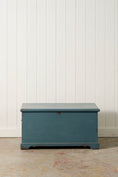 Load image into Gallery viewer, Antique English Painted Blue Trunk
