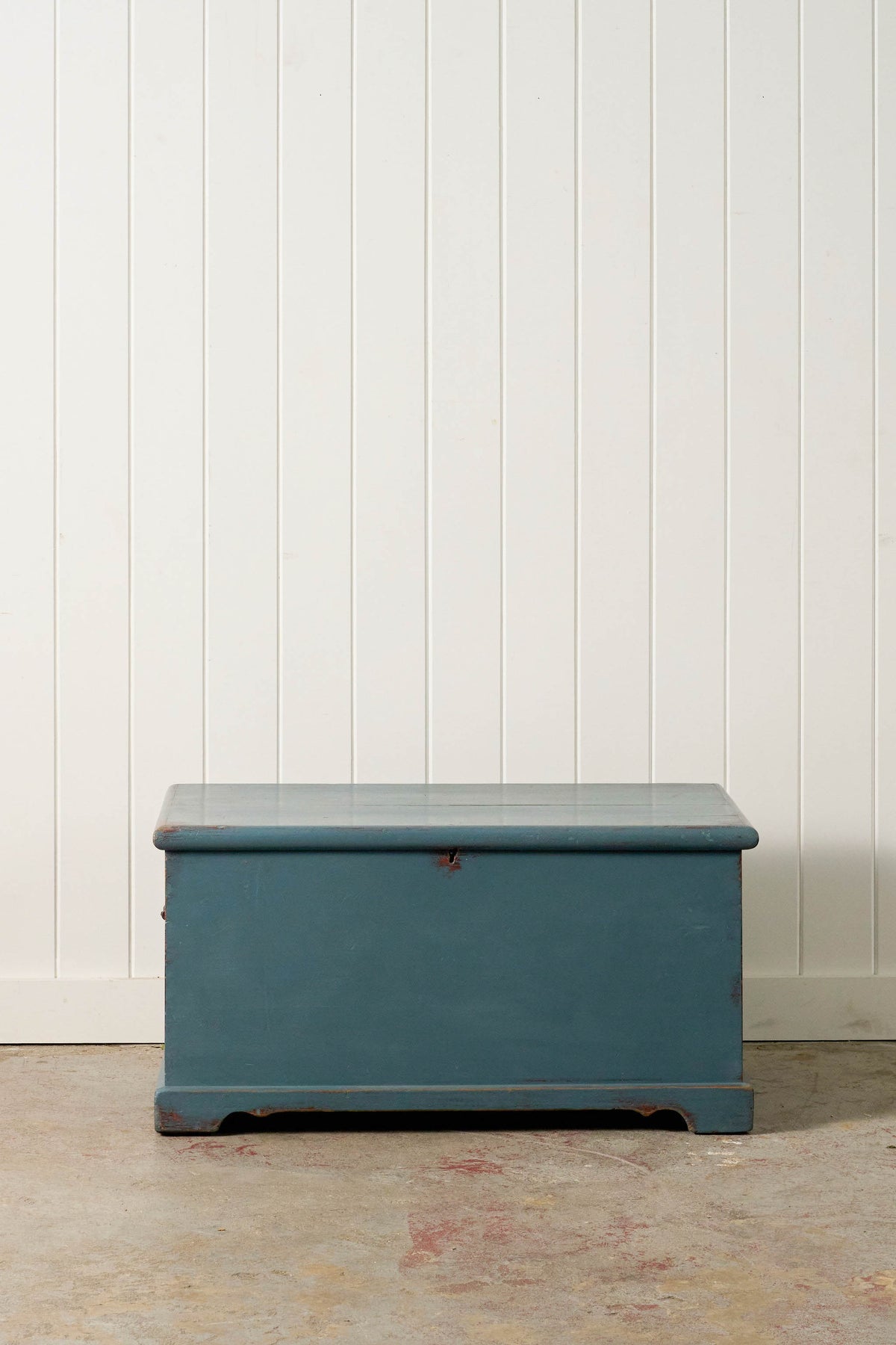 Antique English Painted Blue Trunk