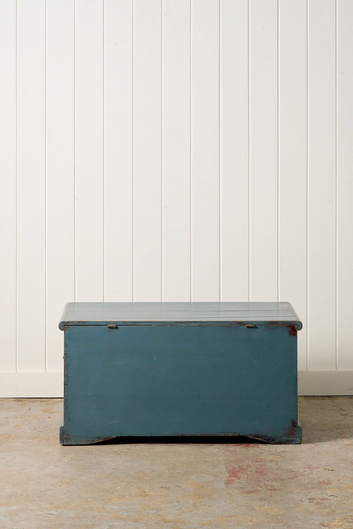 Antique English Painted Blue Trunk