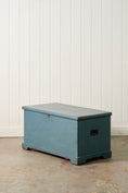 Load image into Gallery viewer, Antique English Painted Blue Trunk

