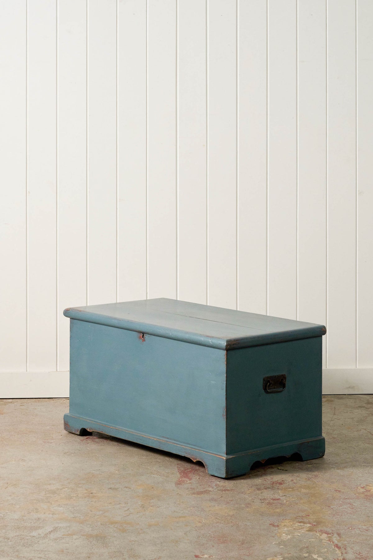 Antique English Painted Blue Trunk