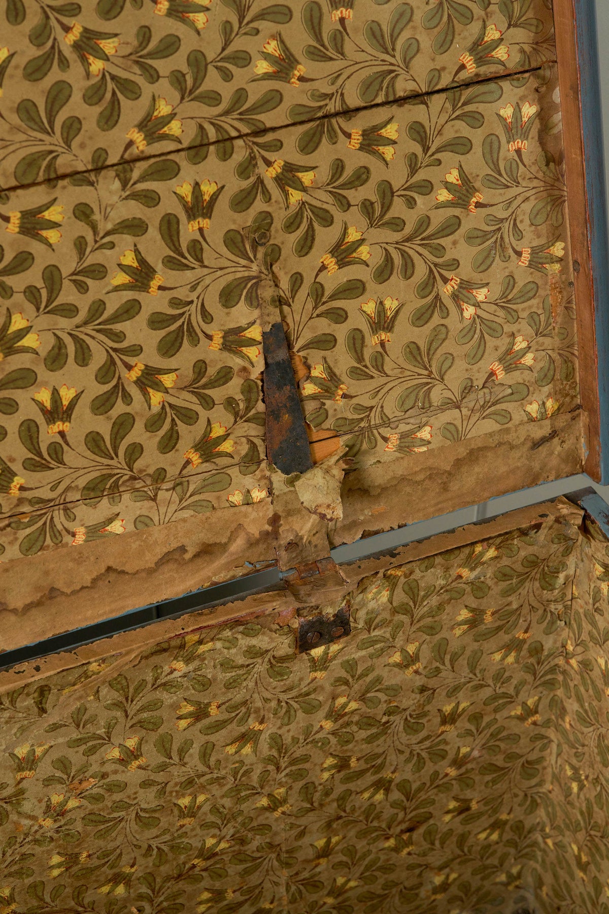 Antique English Painted Blue Trunk