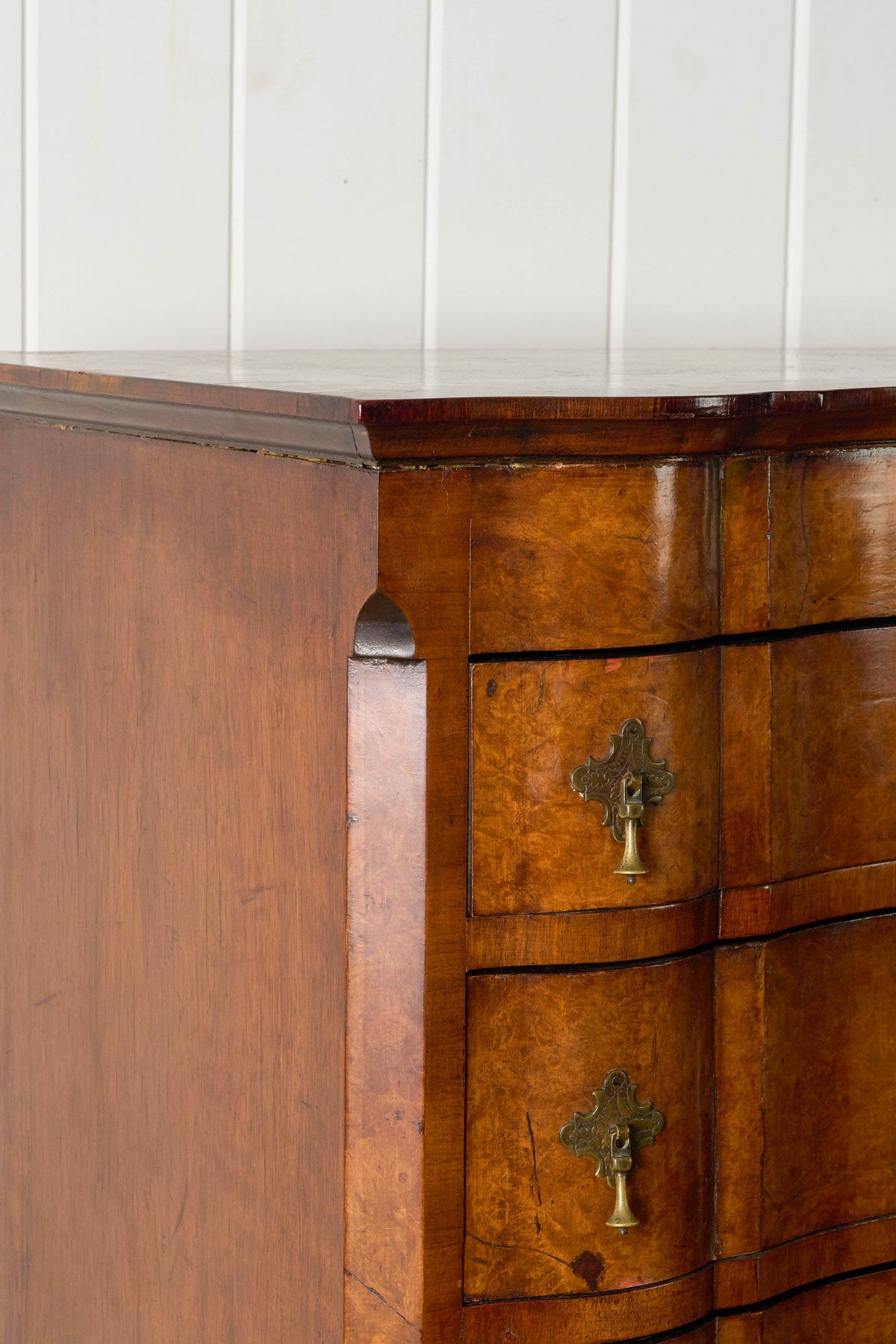 Early 18th Century Queen Anne Burl Serpentine Tall Boy (c. 1700)