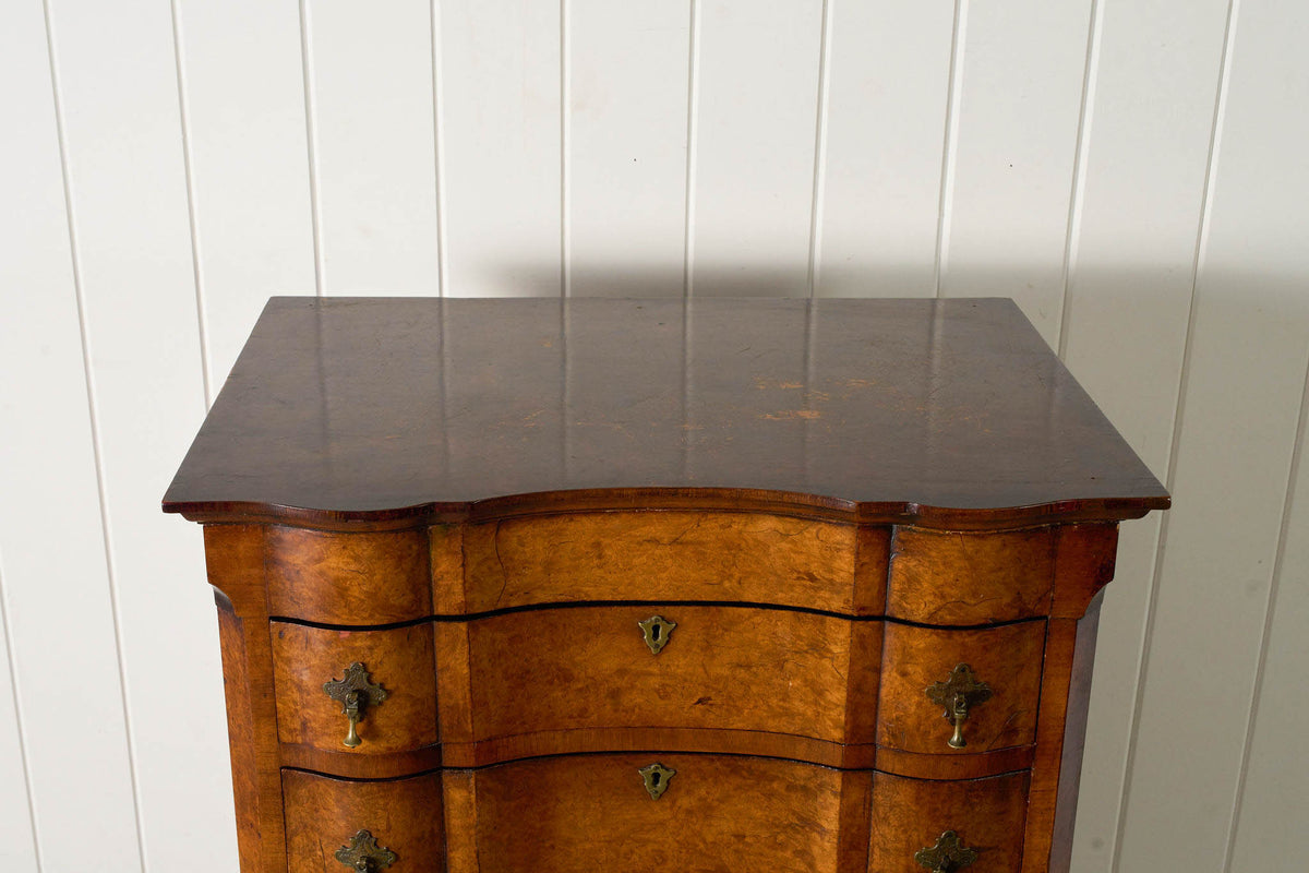 Early 18th Century Queen Anne Burl Serpentine Tall Boy (c. 1700)